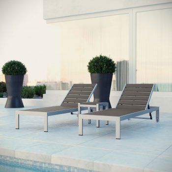 Shore Outdoor Patio 3Pc Set EEI-2466 in Silver & Gray by Modway [MWOUT-EEI-2466-Shore]