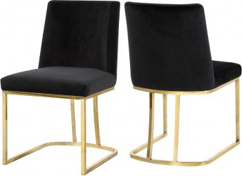 Heidi Dining Chair 776 Set of 2 Black Velvet Fabric by Meridian [MRDC-776 Heidi Black]