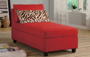 Red Microfiber Plush Contemporary Chaise Lounger [PXCL-F7657]