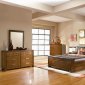 Medium Brown Oak Finish Contemporary Bed w/Optional Casegoods