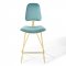 Ponder Bar Stool Set of 2 in Sea Blue Velvet by Modway