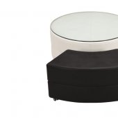 Black & White Bicast Leather Modern Coffee Table w/Glass Top