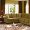 Olive or Tan Velvet Contemporary Sectional Sofa w/Rolled Arms