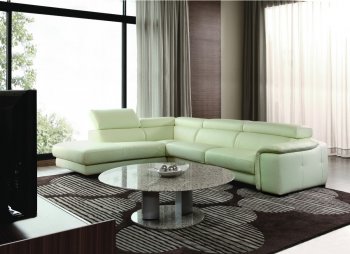 Deon Sectional Sofa in Off-White Leather w/Adjustable Headrests [CVSS-Deon Off-White]