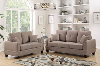 F6509 Sofa & Loveseat Set in Coffee Fabric by Poundex [PXS-F6509 Coffee]