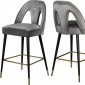 Akoya Counter Stool 795 Set of 2 Grey Velvet Fabric - Meridian