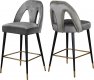 Akoya Counter Stool 795 Set of 2 Grey Velvet Fabric - Meridian