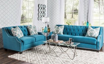 Celeste SM2226 Sofa in Azure Blue Fabric w/Options [FAS-SM2226-Celeste]