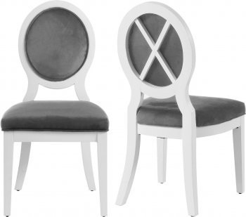 Lotus Dining Chair 747 Set of 2 Grey Velvet Fabric by Meridian [MRDC-747 Lotus Grey]