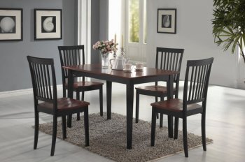 Two Tone Oak & Black Finish 5Pc Dinette Set with Wooden Seats [CRDS-150153]