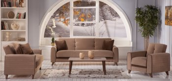 Fabio Plato Light Brown Sofa Bed in Fabric by Sunset w/Options [IKSB-Fabio Plato Light Brown]