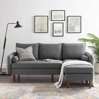 Revive Sectional Sofa in Gray Fabric by Modway