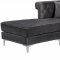 Damian Sectional Sofa 608 in Grey Velvet Fabric by Meridian