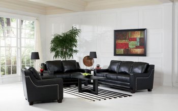 Black Full Bonded Leather Contemporary Living Room w/Options [CRS-501991]