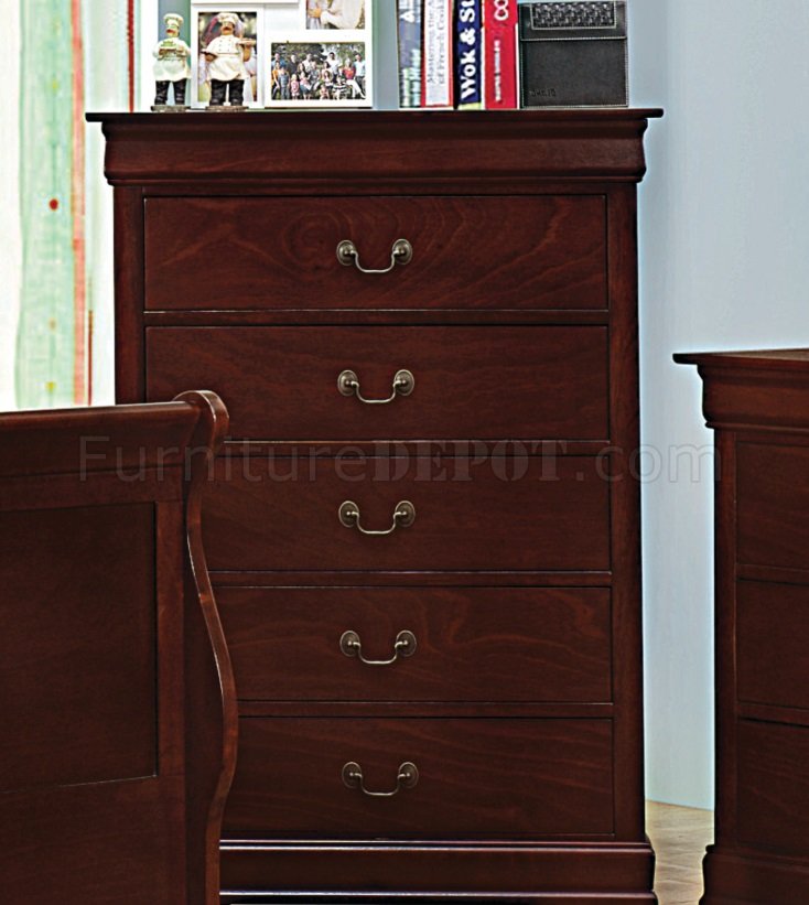 Louis Philippe Full Size Bedroom Furniture Set in Cherry - Coaster