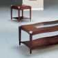 Brown Cherry Finish Modern 3Pc Coffee Table Set w/Shelves