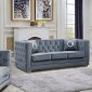 Zion Sofa & Loveseat Set in Silver Velvet Fabric w/Options