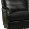 Black Full Italian Leather Classic 4Pc Sofa Set w/Nailhead Trim