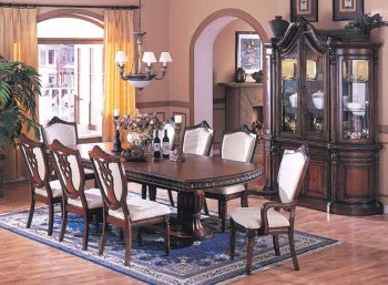 Dark Cherry Finish Modern Dining Set With Massive Wooden Base [AMDS-100-6840]