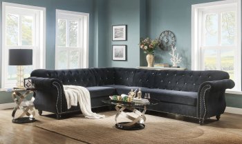 Regan 52750 Sectional Sofa in Black Velvet by Acme w/Options [AMSS-52750-Regan]