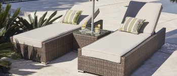 Bailey Outdoor Chaise Set 3pc in Brown & Beige by Bellini [BLOUT-Bailey-Brown-Beige 3pc]