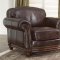 Dark Brown Leather Traditional Living Room w/Nail Head Trim