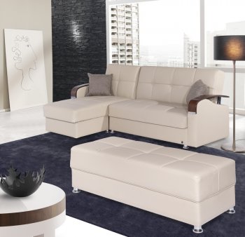 Soho Sectional Sofa in Beige Bonded Leather by Rain w/Options [RNSS-Soho Bonded Beige]