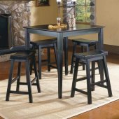 Black Finish Modern 5Pc Counter Height Dinette Set w/Square Top