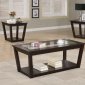 Rich Cappuccino Finish Modern 3Pc Coffee Table Set w/Glass Tops