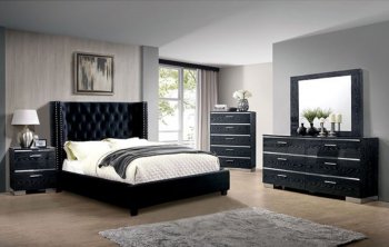 Cayla 5Pc Bedroom Set CM7779BK in Black Fabric w/Options [FABS-CM7779BK-Cayla]