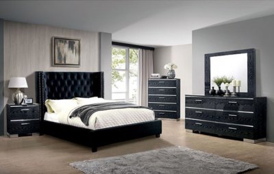 Cayla 5Pc Bedroom Set CM7779BK in Black Fabric w/Options