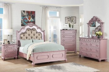 F9558 5Pc Bedroom Set in Rose Gold & Bronze by Poundex [PXBS-F9558]