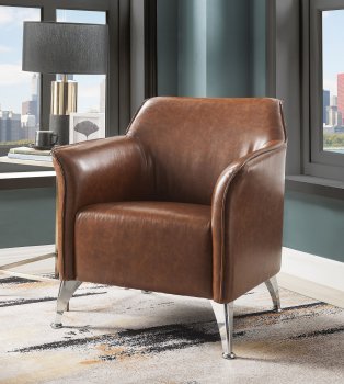 Teague Set of 2 Accent Chairs 59521 in Brown PU by Acme [AMAC-59521-Teague]