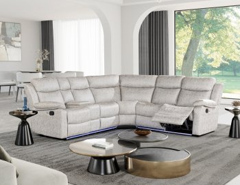 U6026 Motion Sectional Sofa in Light Gray Fabric by Global [GFSS-U6026 Light Gray]