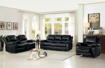 Oriole Motion Sofa 8334BLK in Black by Homelegance w/Options [HES-8334BLK Oriole]