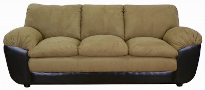 Mocha Fabric and Vinyl Modern Sofa & Loveseat Set w/Options