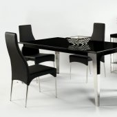 Black Marble Top Modern Dining Table w/Optional Side Chairs