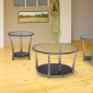 Chrome & Glass 3Pc Coffee Table Set w/Wood Black Bottom Shelf