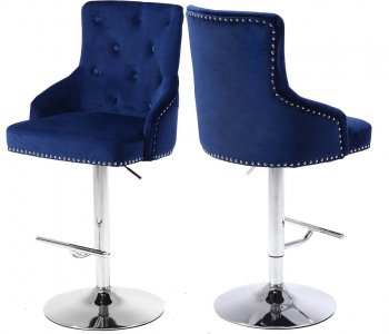 Claude Stool 709 Set of 2 in Navy Velvet Fabric by Meridian [MRBA-709 Claude Navy]