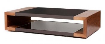 Flex Coffee Table in Walnut w/Black Glass by Beverly Hills [BHCT-Flex]