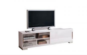 White High Gloss Finish Contemporary Tv Stand with Sliding Doors [EFTV-Capri White]