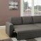 F6574 Convertible Sectional Sofa Bed in Ash Black by Poundex