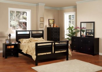 Black Finish Modern 5Pc Bedroom Set w/Queen or Full Bed [WDBS-1164]