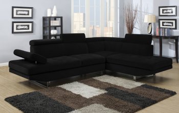 4016 Sectional Sofa in Black Textured Sateen Fabric [EGSS-4016]