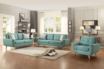 Deryn Sofa & Loveseat 8327TL in Teal Fabric by Homelegance [HES-8327TL Deryn]