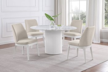 Acadia Dining Set 5Pc 105580 White by Coaster w/Beige Chairs [CRDS-110280-108302 Acadia]