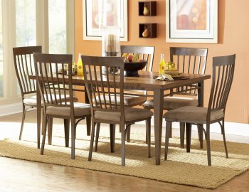 Oak & Bronze Two-Tone Modern Dining Table w/Optional Chairs [HEDS-6631-60]