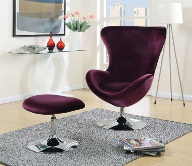 Eloise CM-AC6841 Chair w/Ottoman in Purple Flannelette Fabric