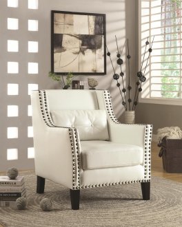 902225 Accent Chair Set of 2 in White Leatherette by Coaster