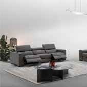 Picasso Power Motion Sofa Silver Dark Leather by J&M w/Options